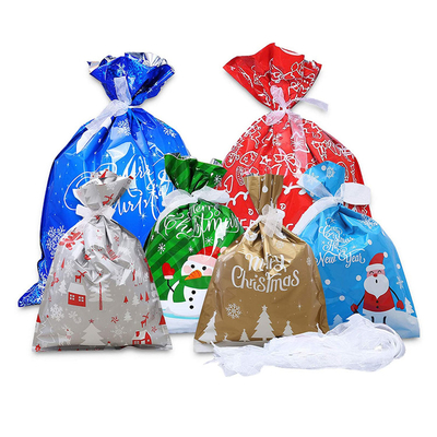 Сумки подарка фольги Дравстринг рождества, сумки подарка ленты праздника